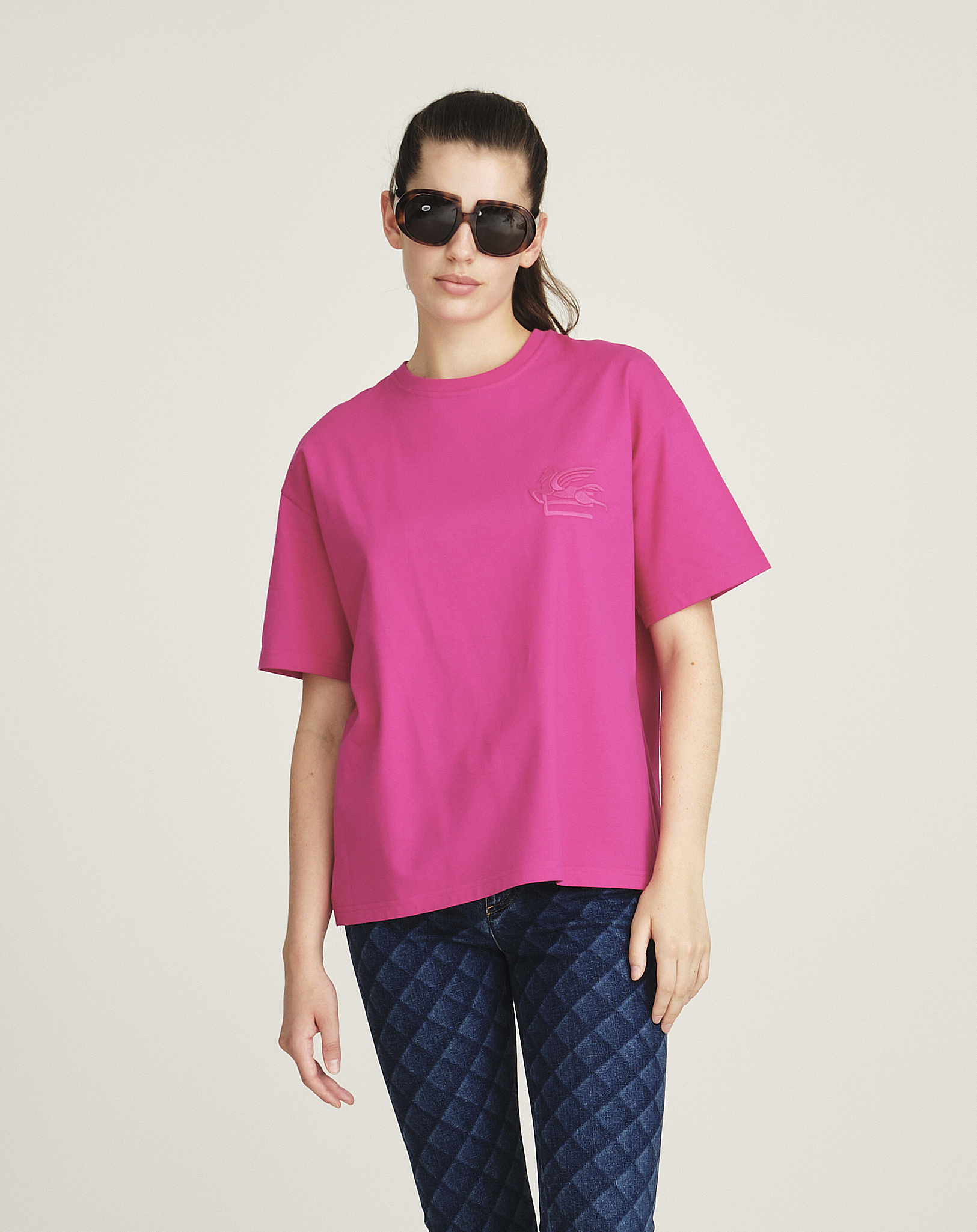 Etro - Fuchsia Ricamo Logo Tshirt Os